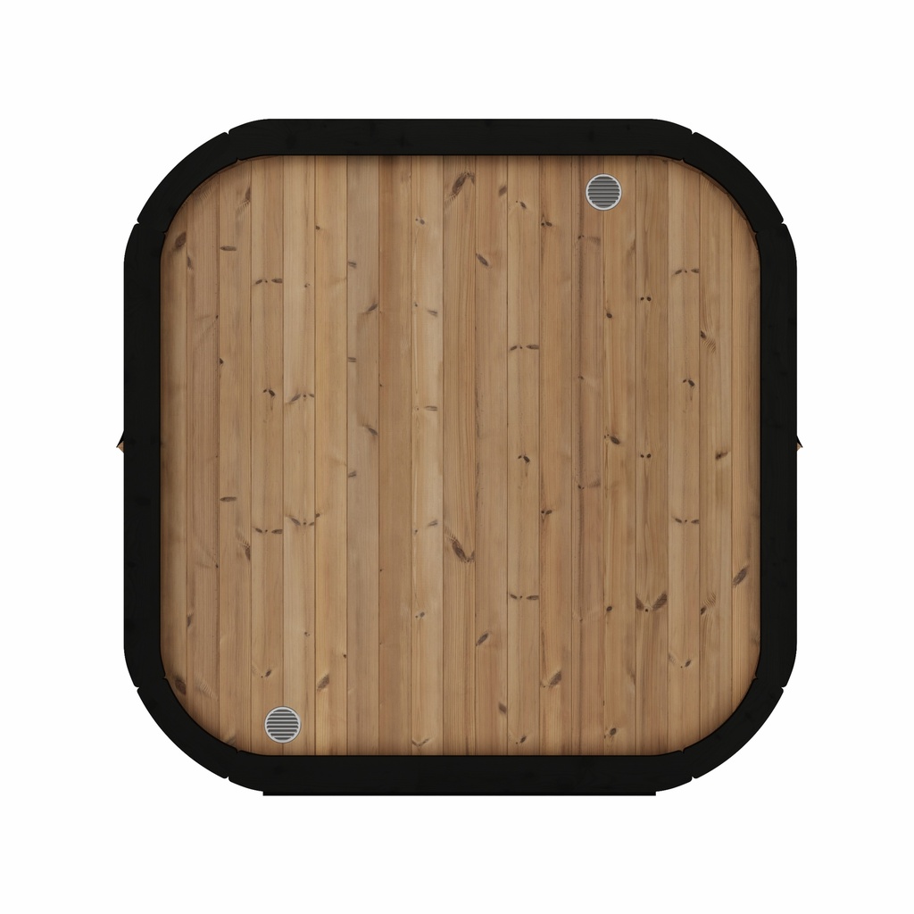 VIBE 220 XL Buitensauna - Tuinsauna open glass vooraanzicht geen glas achteraanzicht/ Voor 2-4 Personen