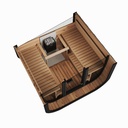 VIBE 220 XL Buitensauna - Tuinsauna interieur bovenaanzicht/ Voor 2-4 Personen