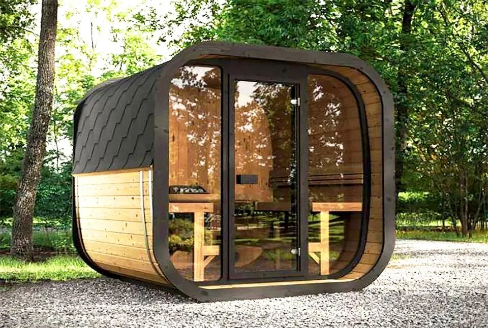 VIBE 220XL Buitensauna Tuinsauna sfeer impressie 2.webp