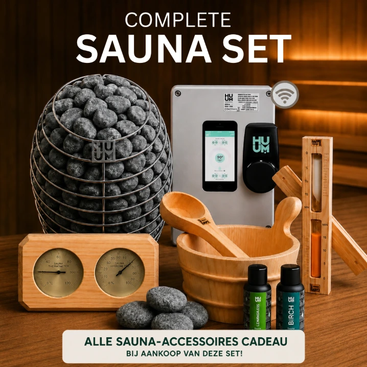 HUUM DROP 9,0 kW Compleet Saunapakket - Met Gratis Grenen Accessoires