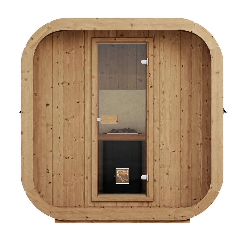 VIBE 200S Buitensauna Vooraanzicht - Tuinsauna / Voor 4-6 Personen