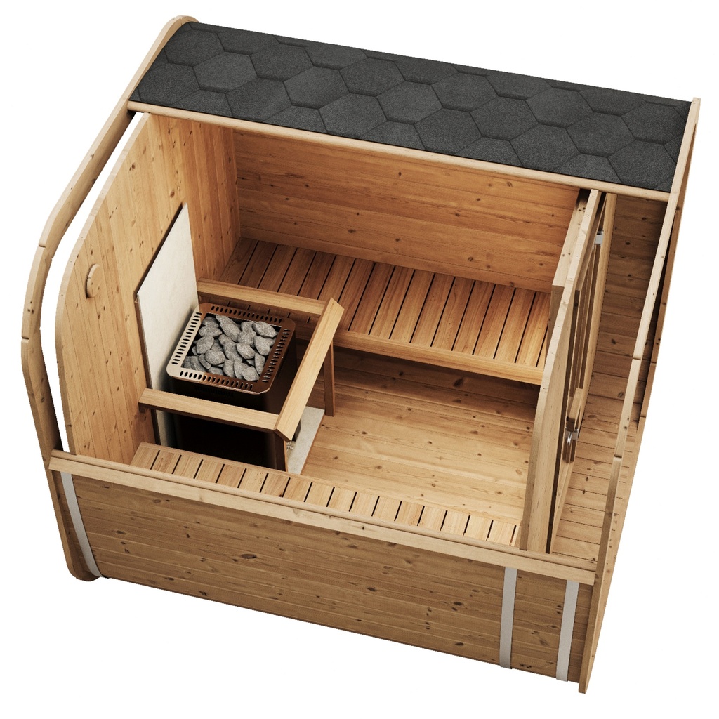 VIBE 200S Buitensauna Binnenkant- Tuinsauna / Voor 4-6 Personen