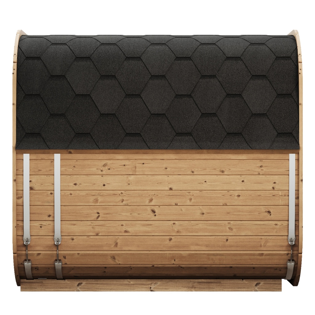 VIBE 200S Buitensauna Zijaanzicht - Tuinsauna / Voor 4-6 Personen