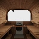 VIBE 385 XL Buitensauna half glas achterkant interieur- Tuinsauna / Voor 4-6 Personen
