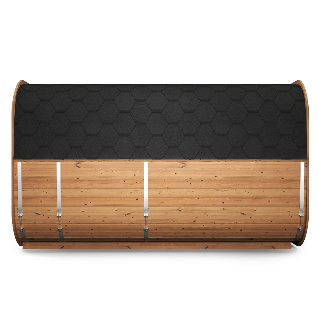 VIBE 385 XL Buitensauna zijaanzicht - Tuinsauna / Voor 4-6 Personen