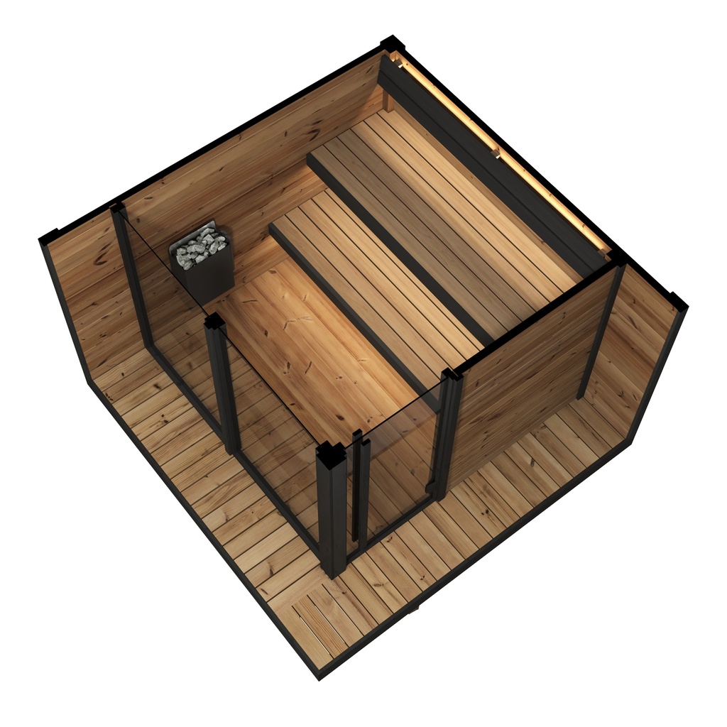 HIKI Buitensauna-Tuinsauna Interieur met saunakachel harvia wall/ Voor 2-5 Personen