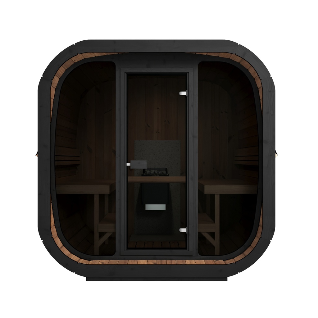 VIBE 220 XL Buitensauna - Tuinsauna voorzijde dicht vooraanzicht/ Voor 2-4 Personen