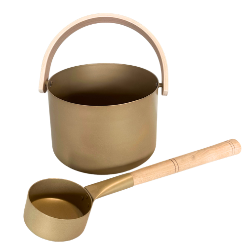 Luma Emmer en Lepel - Gouden Aluminium bucket
