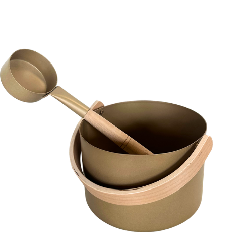 Luma Emmer en Lepel - Gouden Aluminium bucket