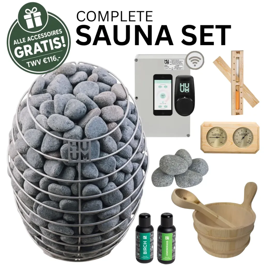 HUUM DROP 9,0 kW Compleet Saunapakket - Met Gratis Grenen Accessoires