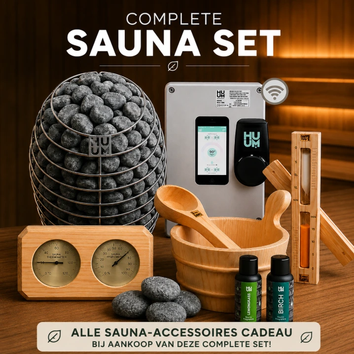 HUUM DROP 9,0 kW Compleet Saunapakket - Met Gratis Grenen Accessoires