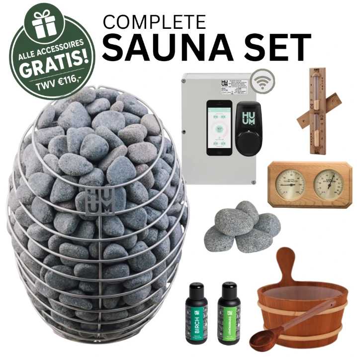 HUUM DROP 9,0 kW Compleet Saunapakket - Met Gratis Ceder Accessoires